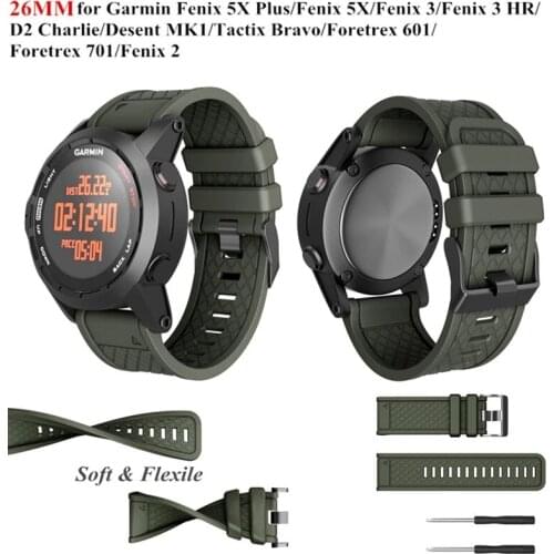For Garmin Fenix 2/5X/Fenix 3/Fenix 3 HR Silicone Sport Watch Band Rubber Wristband for Fenix 2 Smart Watch Replacement Strap