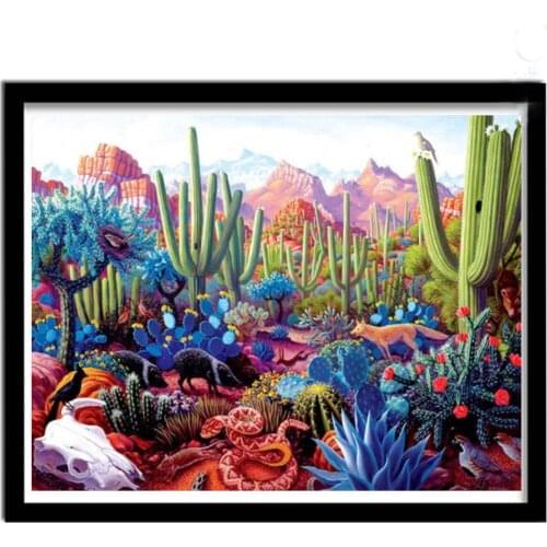 Rhinestones painting by numbers home decor 5d diy diamond painting cactus and animals kits cross stitch diamond embroidery