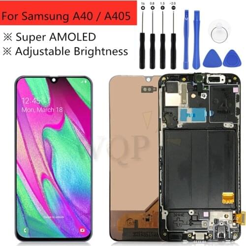 Super AMOLED For Samsung Galaxy A40 LCD A405 Display Touch Screen with frame Digitizer Assembly For SAMSUNG A40 LCD 5.9"
