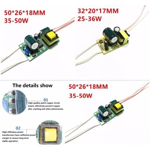 LED Driver 1W 3W 5W 7W 9W12W 15W 18W 20W 25W 30W 40W 50W LED Power Supply AC90-265V Lighting Transformers For LED Power Lights
