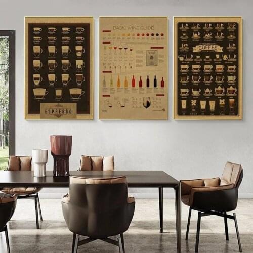 Coffee Beer Wine Collection Vintage Poster Retro Wall Art Canvas painting Cafe Bar Kitchen Decorative Picture Modern Home Decor