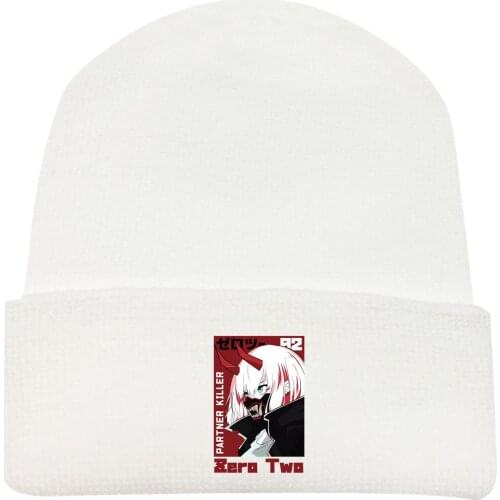 DARLING in the FRANXX HIRO ZERO TWO Hip Hop Knitted Masked Hat Brimless Pullover Cap Headgear Helmet