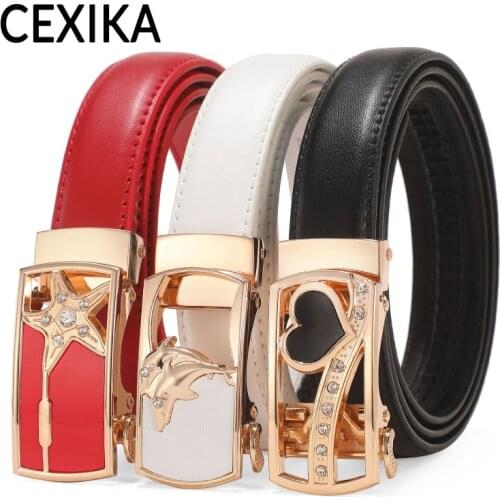 Women Belt White for Jeans Famous Luxury Brand Design Real Genuine Leather Belts Waist Metal Automatic Buckle High Quality Strap