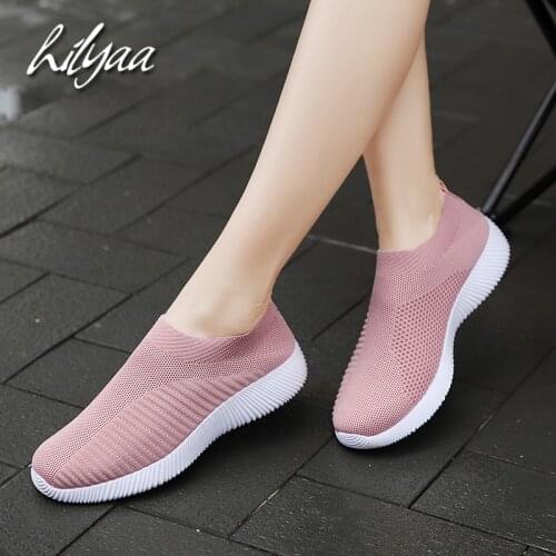 Women Breathable Sock Sneakers 2020 Spring New Female Flying Weaving Socks Shoes Slip-On Big Size Outdoor Running Shoes Sneakers