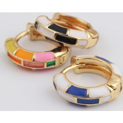 2021 New Simple Enamel Round Circle Hoop Earrings 18K Gold Plated Korean Earring Jewelry Statement Accessories For Women Brincos