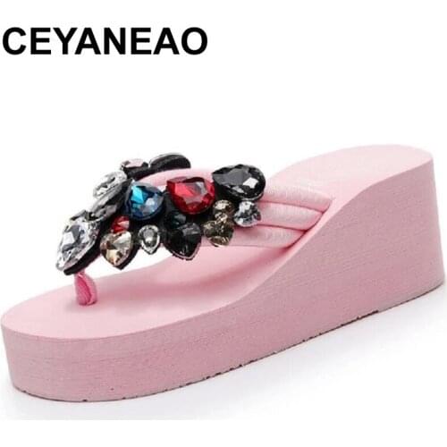 CEYANEAO Women Bow Summer Sandals Slipper Indoor Outdoor Flip-flops Beach Shoes New Fashion Female Casual flower Slipper chancla