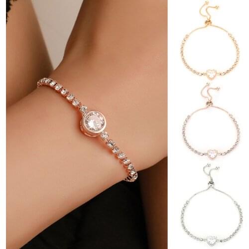 Women Adjustable Bracelet Captivate Bar Slider Brilliant CZ Rose Gold Color Jewelry Pulseira Feminia 2021 Lucky Jewelry