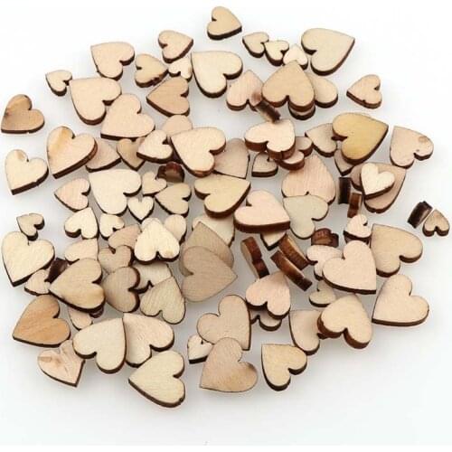 100Pcs DIY Size mixing Heart shaped wood chips Embellishments Crafts Scrapbooking Supplies Hand-made Graffiti Wooden Blanks