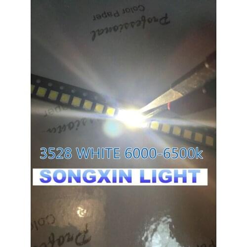 1000PCS/LOT 1210 white 3528 SMD LED bright white light-emitting diodes 5000-7000k 6-7lm 2000-2200mcd 2.8-3.6v 3528 Cool white