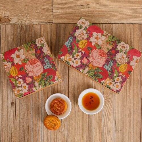 200pcs/lot Flowers cupcake paper packaging Vintage Floral Kraft Gift box For Wedding home party muffin Maccaron cake