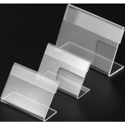 25pcs Transparent Acrylic Price Tag Display Stand Plastic Sign Holder 20x40mm Label Frame
