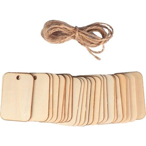 50pcs Wooden Christmas Tree Ornament Wood Planks Tags Hanging Labels Logo Sign Sheet DIY Engraving Crafts Wedding Decoration