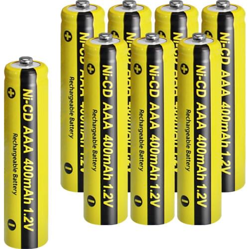 8pcs PKCELL AAA 400mah 1.2V ni-cd battery aaa Rechargeable Batteries button top for grass cutter,solar lawn lamp