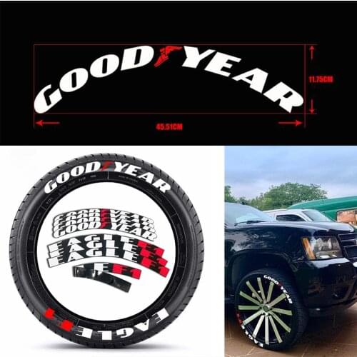 8Pcs/Lot Car Tire Lettering Stickers Car Tuning 3D Permanent PVC Joined Tire Lettering Decals Car Tire Decoration Easy Install