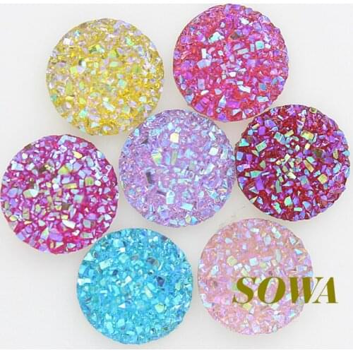 Free Shipping 200pcs/lot Mixed color 12mm AB Flatback Resin Round Stone beads