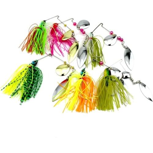 Big Sale 6pcs Spinner Bait Hard Metal Bass Lure Silicone Skirt Jig Fishing Lure Artificial Spinner Beard Fishing Tackle 17.5g