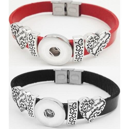 DIY Hot Sale made with Love Retro Leather Snap Button Bracelet Bt159 (fit 18mm 20mm Snaps)