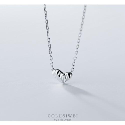 COLUSIWEI Rose Gold Color Necklace for Women Genuine 925 Sterling Silver Irregular Heart Pendant Necklace Fashion Fine Jewelry