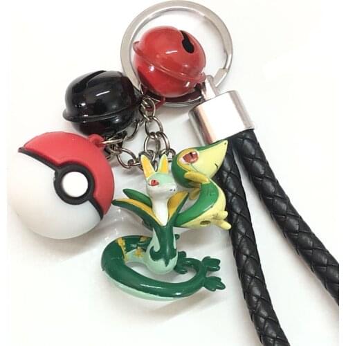 Pokemon Action Figures Snivy Serperior Poke Ball with Small Bell Keychains
