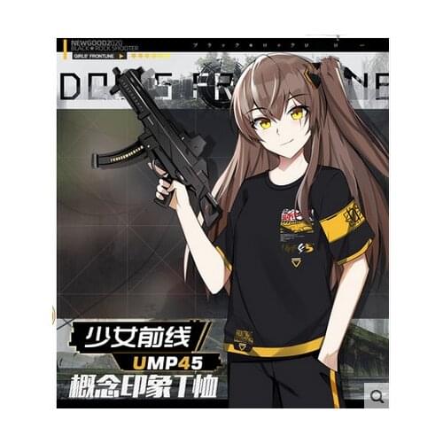 Game Girls Frontline UMP45 Cosplay Summer Short Sleeve T shirt Tee Tops Men Women Casual Fashion Black T-shirt Daily Pullovers