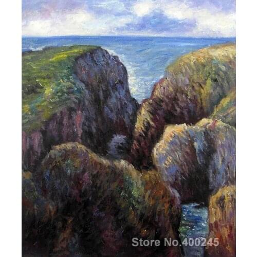 Painting by Claude Monet Group of Rocks at Port Goulphar Redroom decor oil on Canvas Handmade High quality