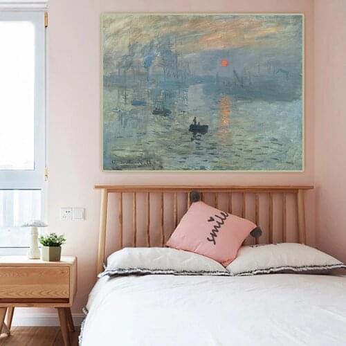 Canvas Oil Painting Claude Monet"Impression Soleil Levant"Wall Aesthetic Western Art Decor Poster Home Room Interior Decoration