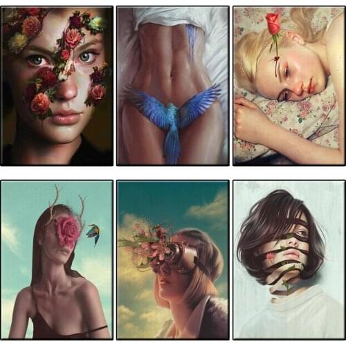 5D Paintings By Numbers For Adults Canvas Acrylic Surrealism Woman Abstract Figure Wall Art Coloring By Numbers Kits Home Decor