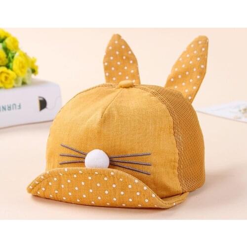 8-20 Month Baby Fashion Cap Summer Hats for Kids Multicolor Casual Long Ear Design Bucket Hat Cartoon Cat Baby Cute Sun Cap