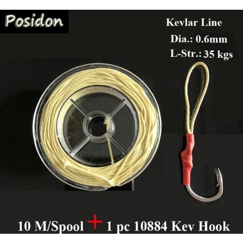 Posidon 10M/Spool 0.6MM35Kgs Assist Fish Hooks Kevlar Fishing Line Assistant Hooks Kevlar Line Braided Kevlar Line High Stronger