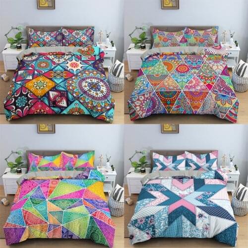 3D Mandala Print Duvet Cover Set Flower Printed Design Bedding Sets King Queen Twin Size 1 Duvet Cover with 1/2pc Pillow Case