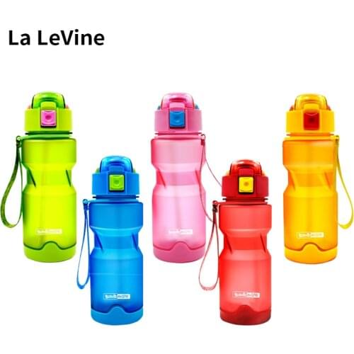 428ML Frosted Sports Plastic Transparent Bottle Cartoon Water Bottles Leak-proof Drinkware With Straw Strong Non-slip Cup