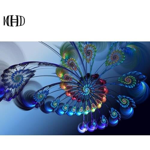 MHD 5d diy diamond painting feather diamond embroidery living room crystal decoration diamond cross stitch peacock feather