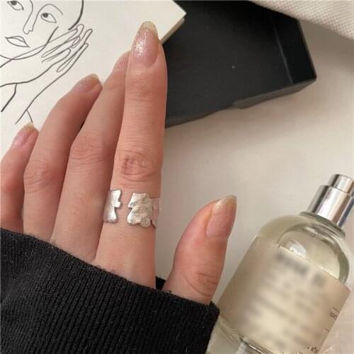 Minimalist Simple Irregular Chunky Gothic Finger 925 Sterling Silver Adjustable Rings For Women Korean Delicate Jewelry Gift