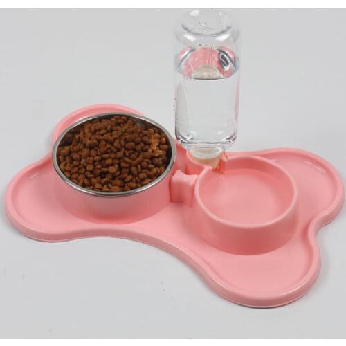 Stainless Steel Non-slip Pet Bowls Pet Dog Water Bottle Puppy Cat Drink Bowl Dog Food Double Bowl Pet Cat Feeder Supplies