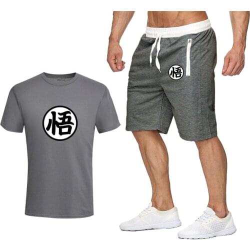 2020 Fashion t-shirt Shorts Set Men Summer 2pc Tracksuit+Shorts Sets Beach Mens Casual Tee Shirts Set Sportswears