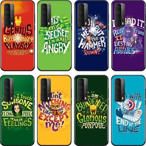 Marvel superhero text For Huawei Y9A Y9S Y9 Y8P Y8S Y7A Y7P Y7 Y6 Y6P Y6S Y5P Y5 Prime Pro 2019 2020 Soft Phone Case