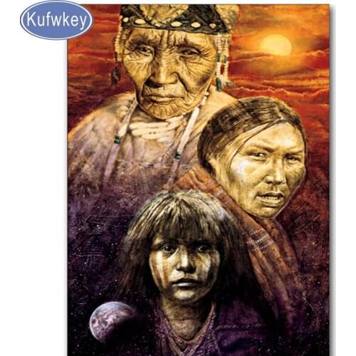 Full square round drill 5D DIY diamond painting mosiac indians men woman cross stitch kits 3d embroidery rhinestone pattern art