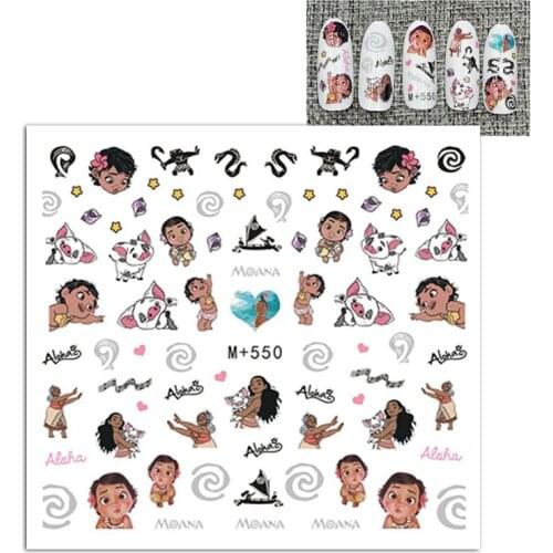 Disney Moana Princess Series Nail Art Stickers Tips Animation Peripherals Creativity Manicure Foils Decor Decals New 3D Design