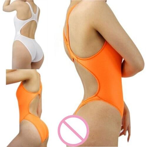 Plus Size Candy Color Bodystocking Sexy Hot Erotic Lingerie Bodysuit Teddies Women High Cut Wetlook Swimwear One Piece Sukumizu