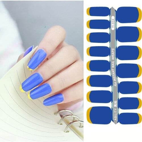 Wholesale 500packs New Pure Color Gold edge 15 tips Popular Designs Manicure Nails Strip Bride Nail Patch