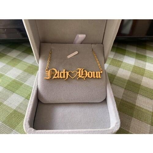 Personalized Heart Custom Old English Name Necklaces For Women Men Nameplate Jewelry Stainless Steel Couple Necklace BFF Gifts