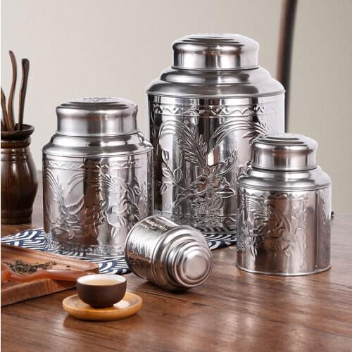 Thick stainless steel tea box metal cans for green tea storage caddies coffee container sealed walnut canister jar 1pc