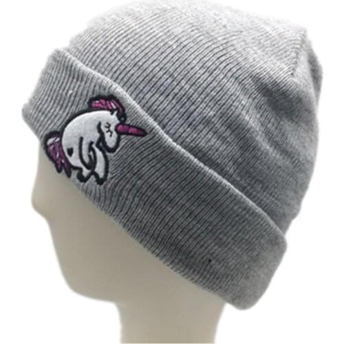 Cartoon animals Unicorn horse Computer embroidery thick Hats Knitting Cap Winter Soft Warm Ear protection Fleece Lining Beanies