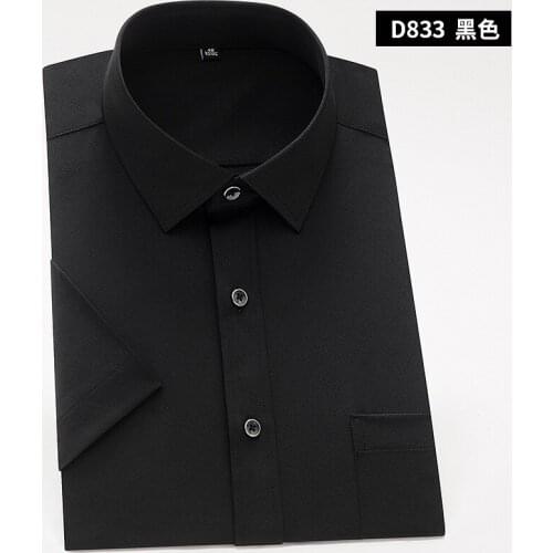 Summer New Solid Mens Short Sleeve Shirts Stretch Cotton Men White Dress Shirt Workwear Male Lron-Free Slim Fit Dress Shirt