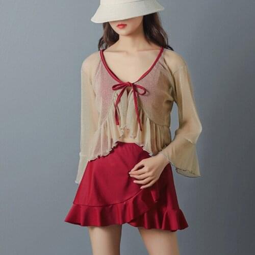 Sexy One Piece Swim Suits Swimming Suit For Women Dress Korean Plus Size Bikinis 2020 Fairy Swimsuit With Skirt Closed Swim Red