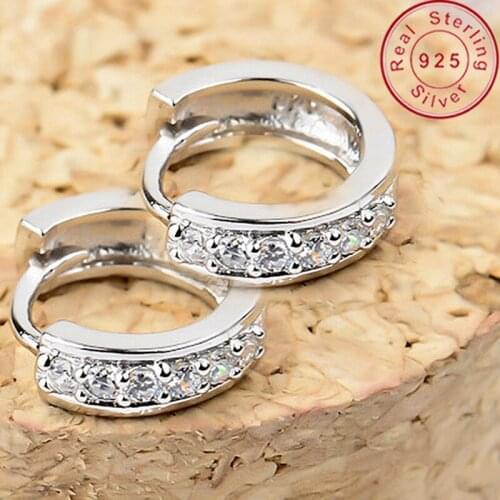 2 pc Fashion Silver Hoop Earrings For Women High Quality Brincos Bijoux Jewelry White Crystal Cubic Zirconia Earing Fashion 2015