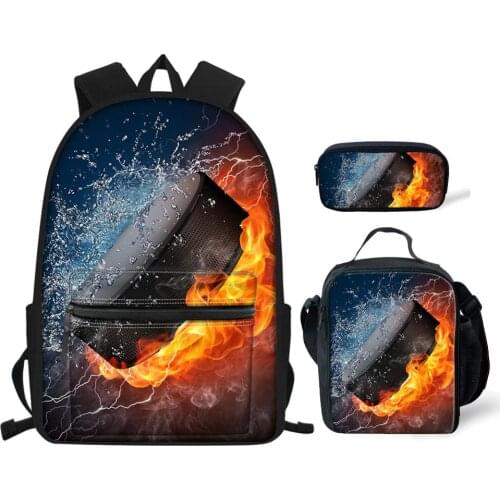 Boys School Bags Ice Hockey 3D Design Large Backpack For Teenagers Bagpack Elementary Student Book Bag Schoolbag Kids Backpacks