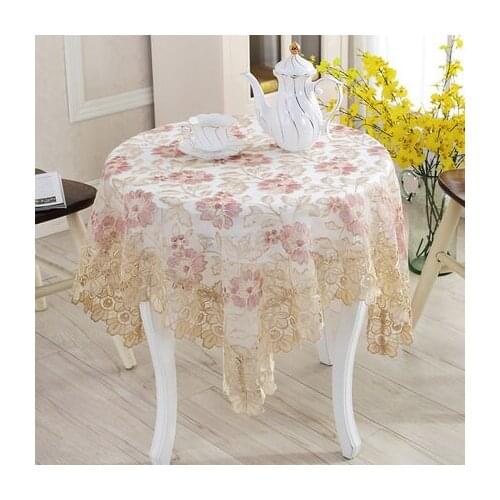 European-style Pink Flower Table Cloth Pastoral Tea Table Table Cloth With Lace Table Decor For Home Dining Table