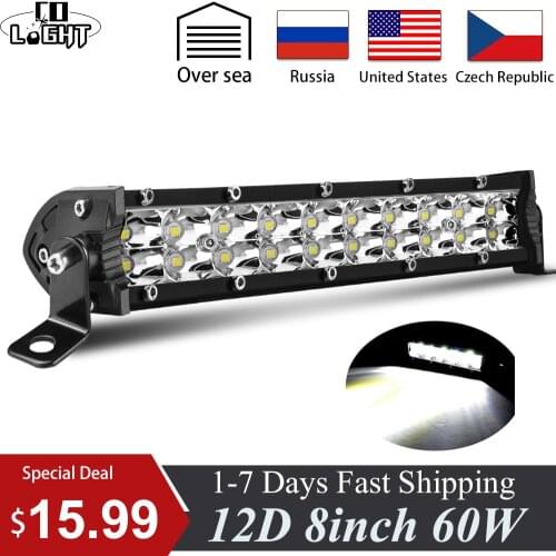 CO LIGHT 12D 8'' 60W LED Work Light Bar Super Slim Dual Row Led Bar Flood Spot Led Work Lamp DRL12V 24V for Niva Trucks ATV Lada
