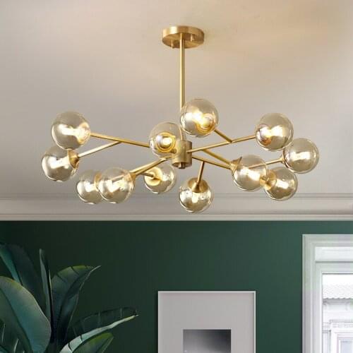 Modern Sputnik Chandelier Lighting Creative Glass Ball Branch Light Fixture Bedrpom Nordic Living Room Hanging Lights
